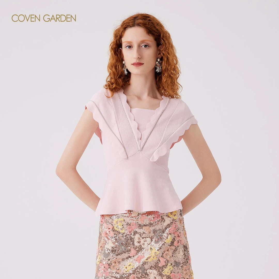 哥文花园 樱花粉收腰针织衫 CLA3031360 COVEN GARDEN