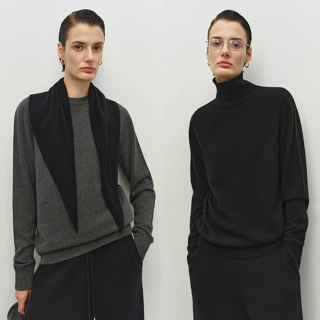 MSBEAST康赛妮羊绒纱静奢高领/圆领针织毛衣 绒感寻冬