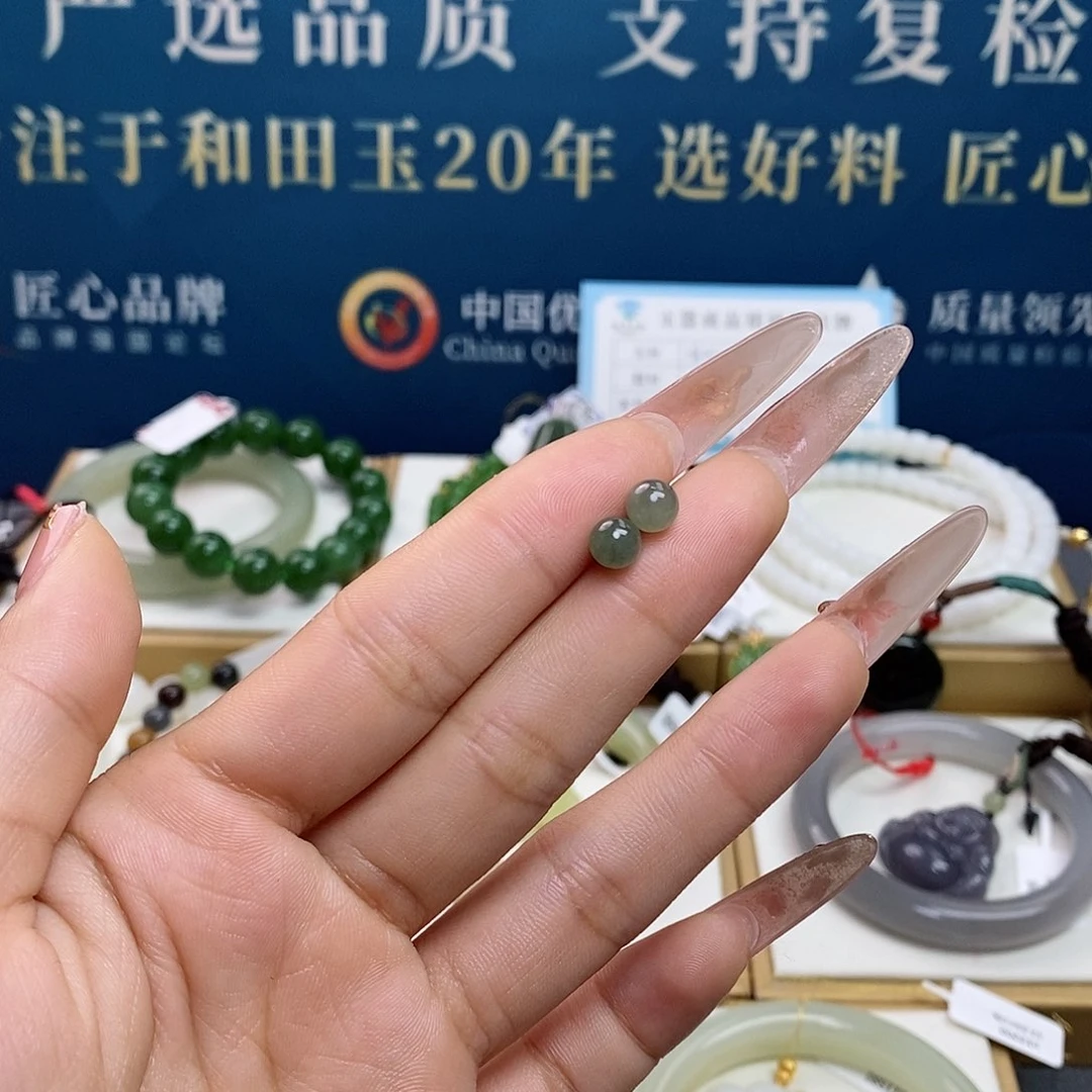 银S925镶嵌和田玉耳饰sj