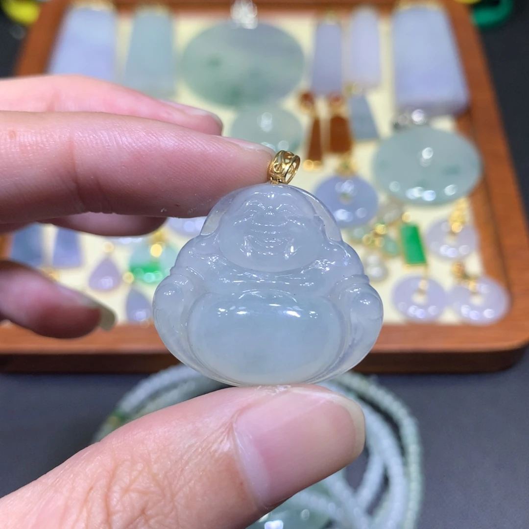 吊坠(不含链)18K金镶嵌翡翠