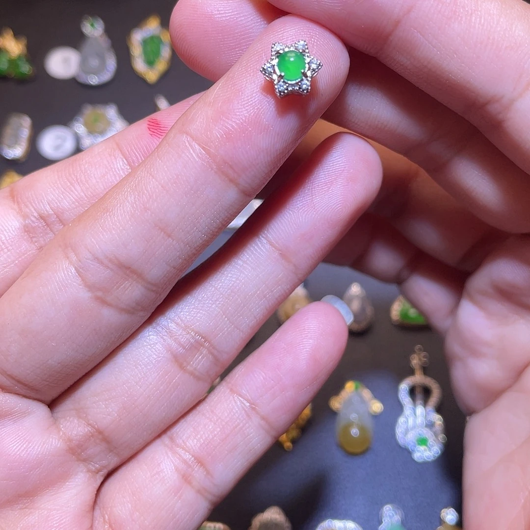 翡翠银S925镶嵌吊坠(不含链)