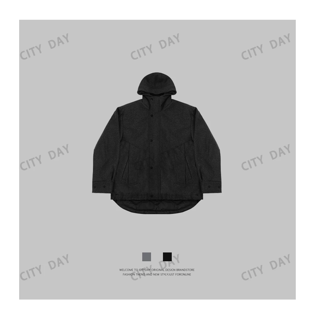 CityDay【楠哥】精纺麦呢 cleanfit解构拼接羊毛廓形羽绒服242191