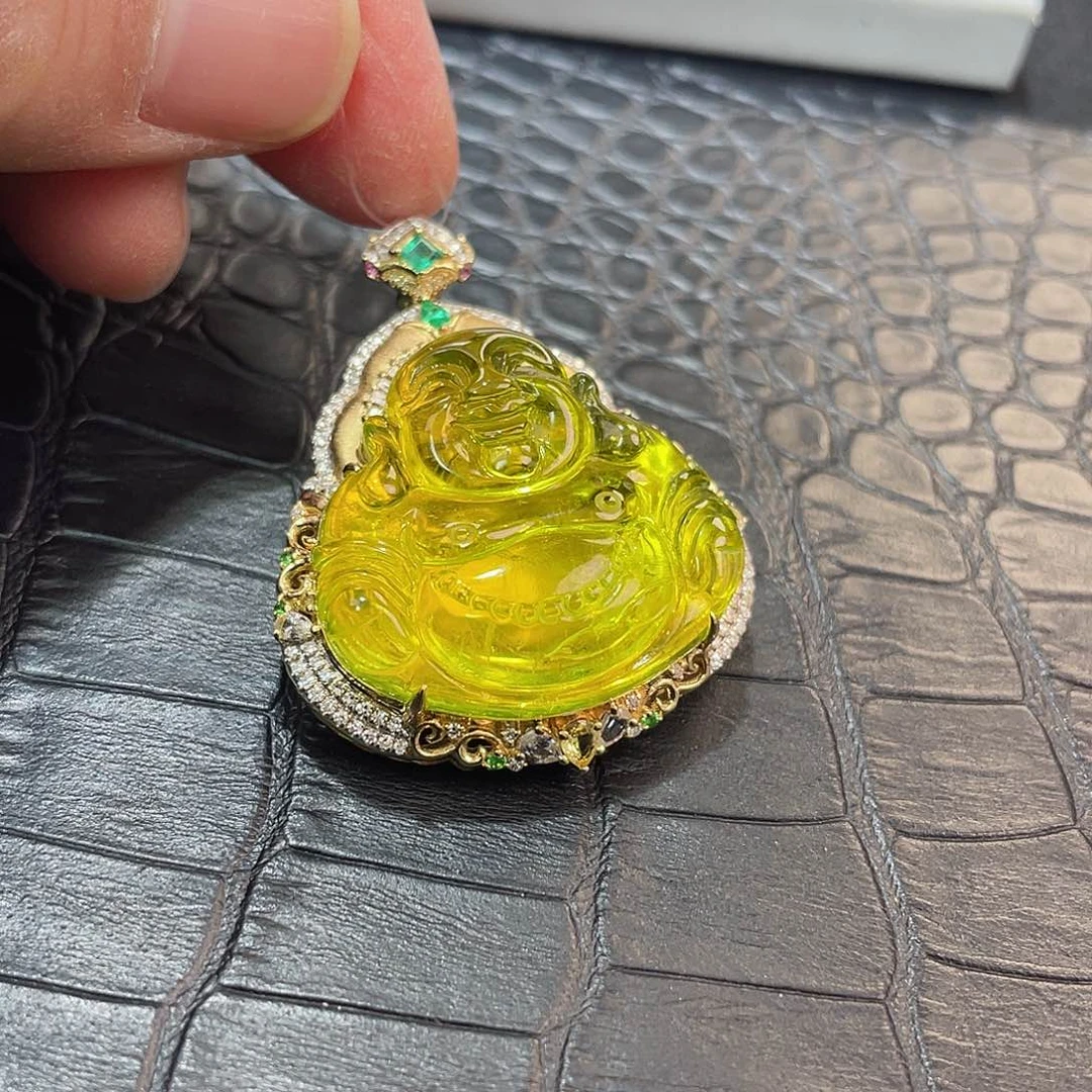 碧玺吊坠(不含链)18K金镶嵌碧玺吊坠