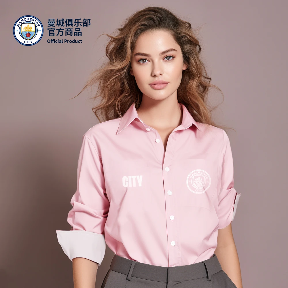 【官方正版】曼城俱乐部 | 春夏户外休闲粉色休闲衬衫外套球迷穿搭