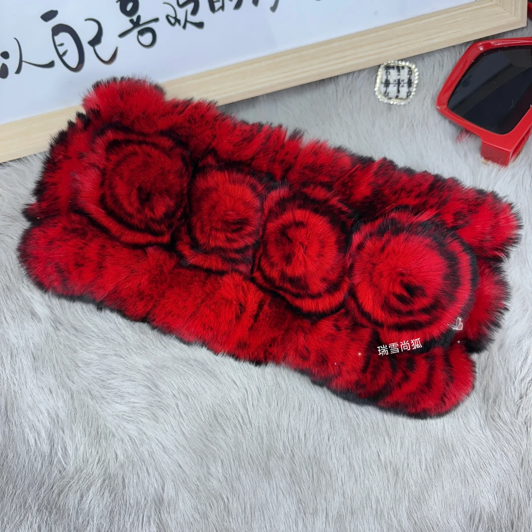 真皮草獭兔毛围巾护颈男女通用保暖脖套冬季围脖弹力网套头脖套