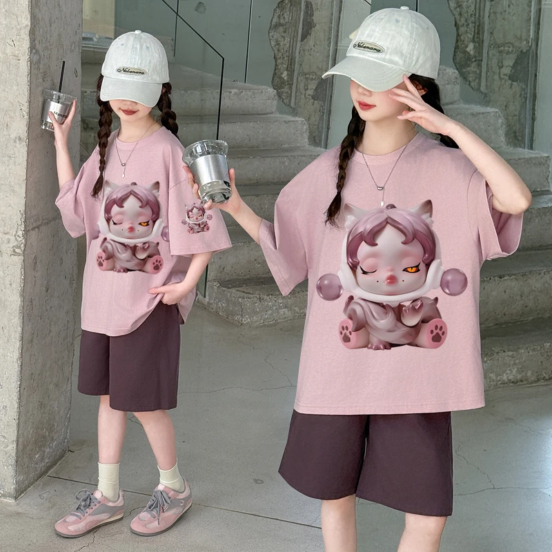 儿童夏季短袖套装2025新款女童夏款拉布布休闲运动两件套女孩洋气