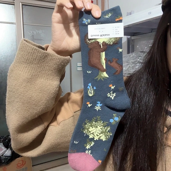 人造彩棉BM中筒袜15