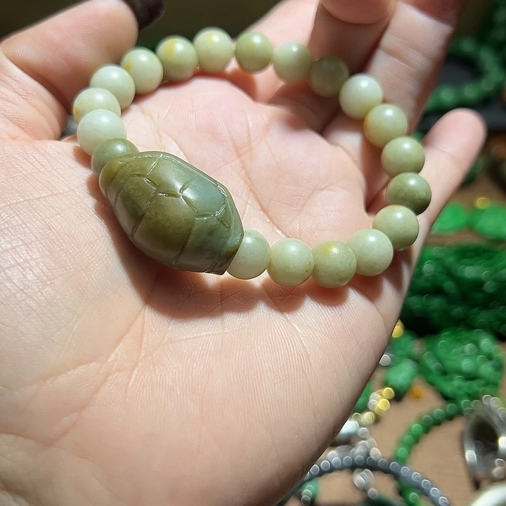 翡翠手串银S925镶嵌翡翠手串