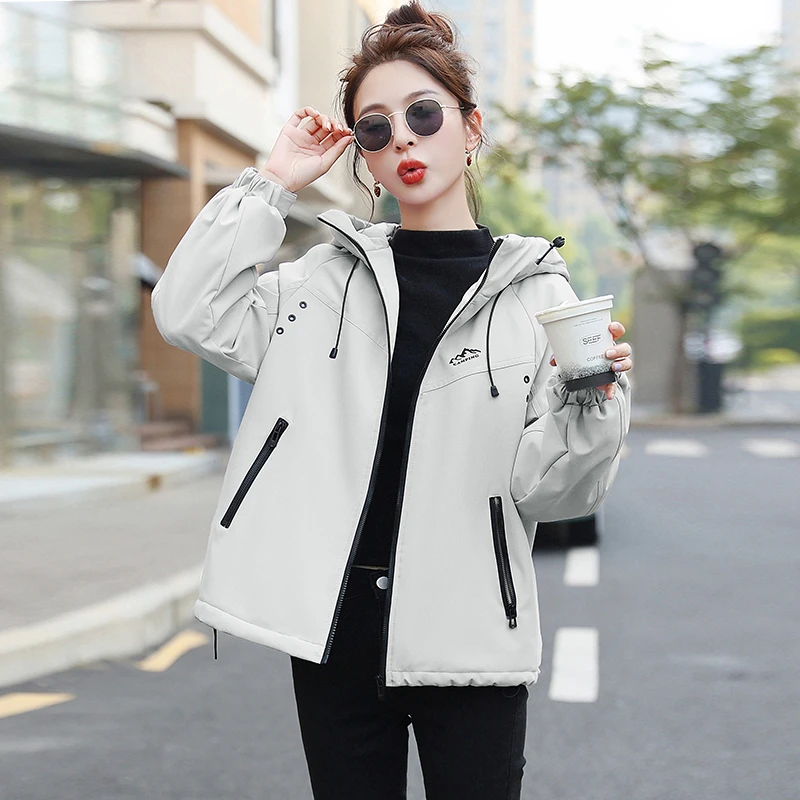 加绒冲锋衣外套女2025秋冬新款户外工装连帽夹克休闲百搭宽松上衣