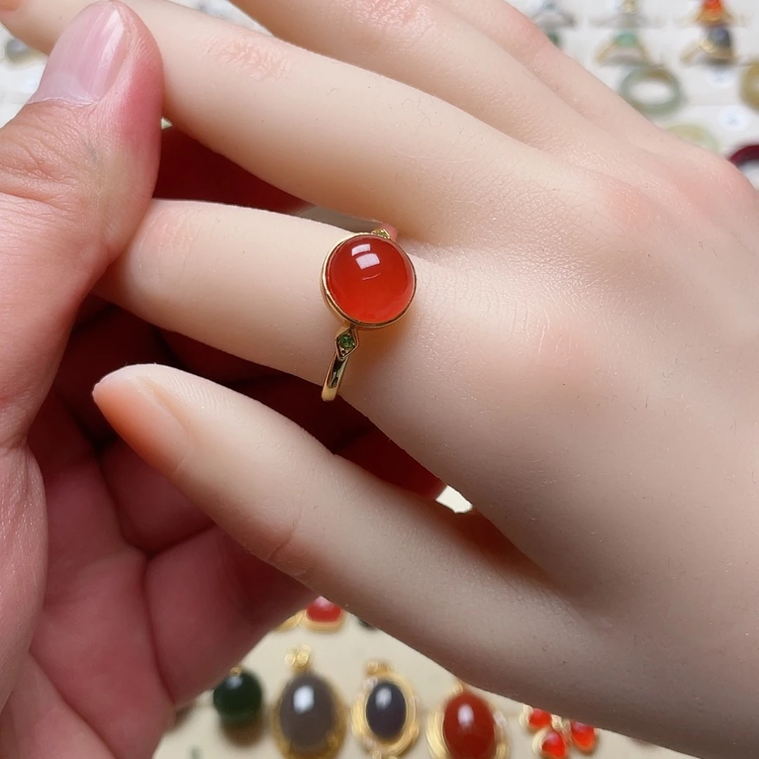 和田玉戒指银S925镶嵌