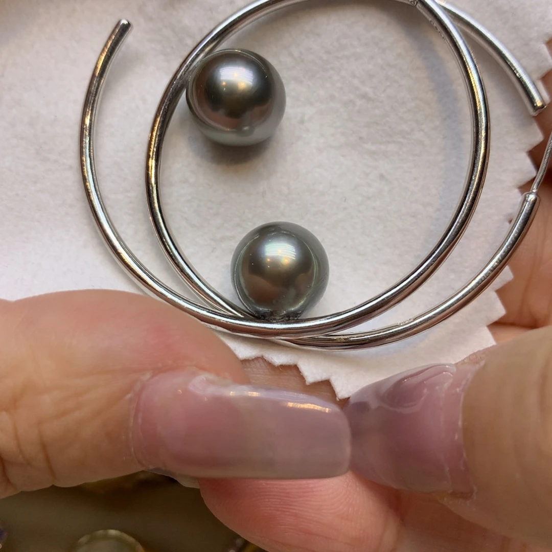 银S925镶嵌耳饰海水珍珠