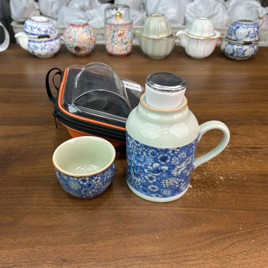 E854-青花保温杯旅行套