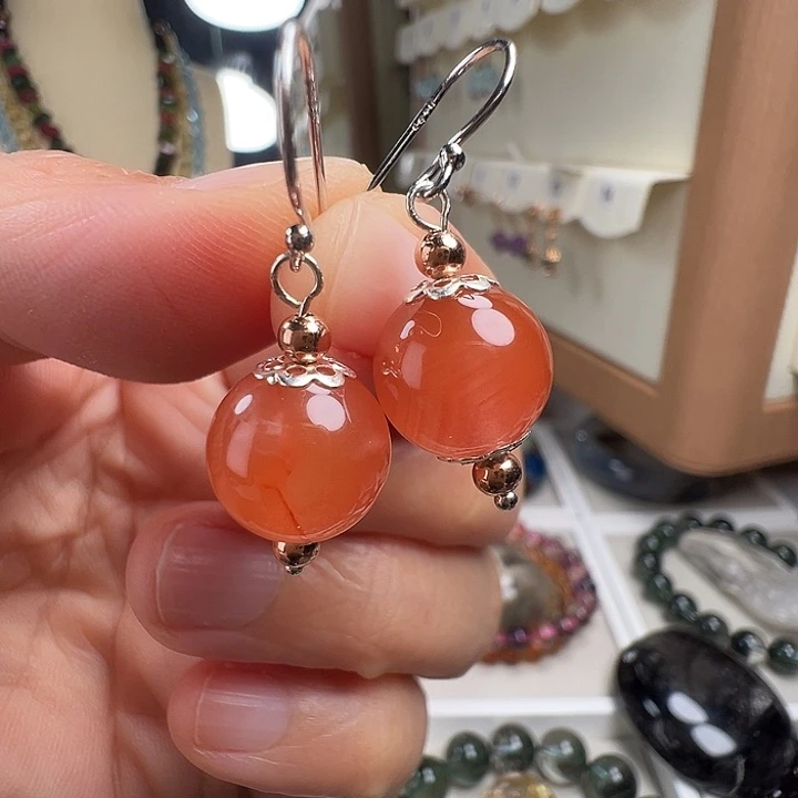 南红玛瑙未镶嵌耳饰天然南红玛瑙