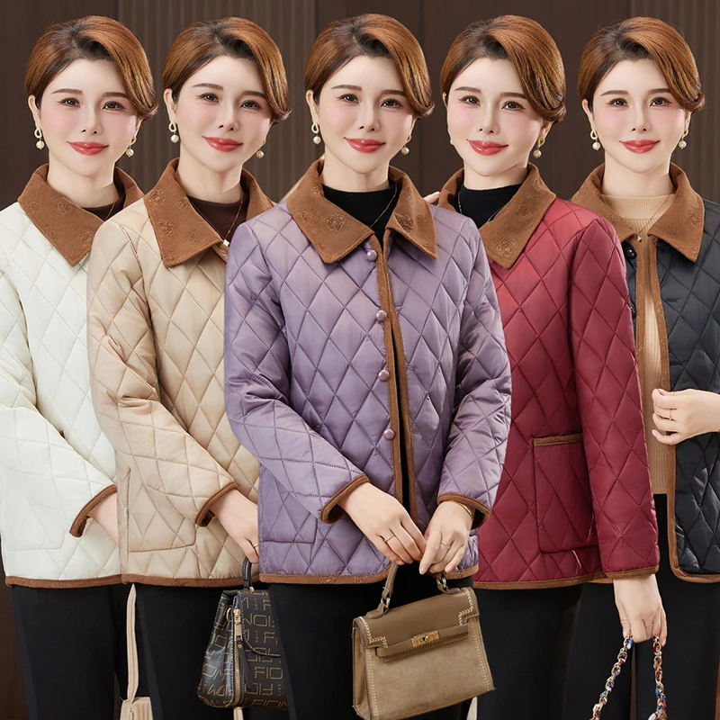 妈妈冬装羽绒棉服短款洋气2025新款中老年女装秋冬季棉袄外套棉衣