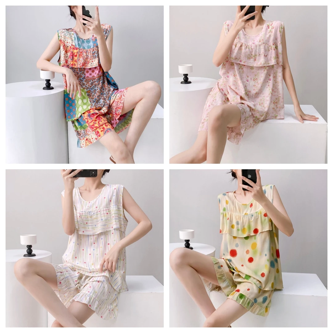 夏款【精梳棉绸～短袖短裤仿凸点】凉快舒适家居服套装2637