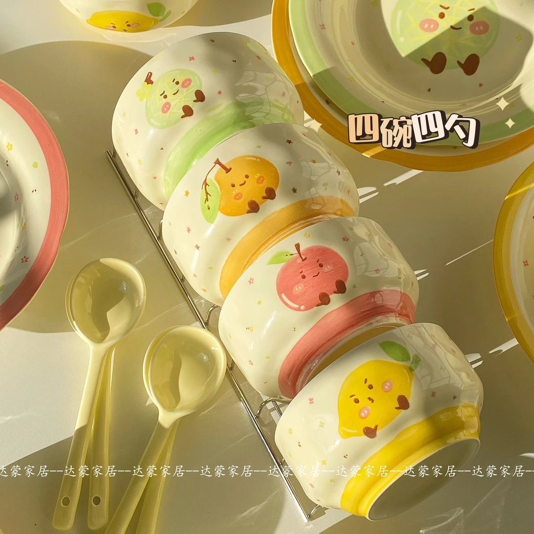 水果派对陶瓷碗米饭碗小清新高颜值可爱家用碗