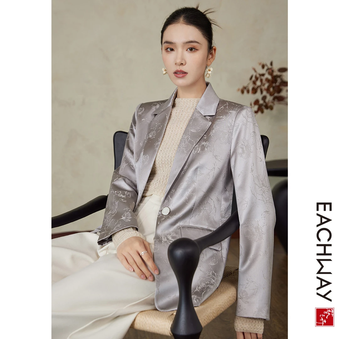 【暗纹提花工艺】高质感外套女2024秋季通勤复古休闲西装