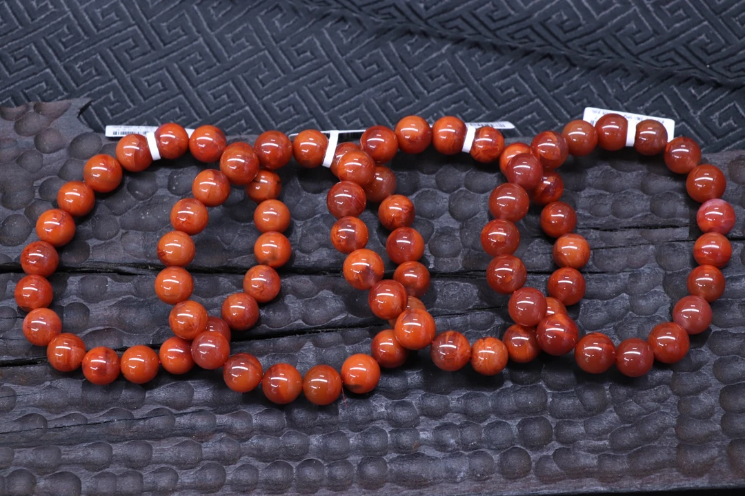 原矿无优化川料南红瓦西玫红火焰纹单圈10mm左右手串多样发一串
