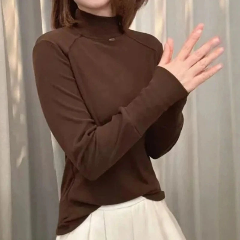 极简风洋气秋冬新款打底上衣加厚保暖欧若风休闲减龄气质内搭5099