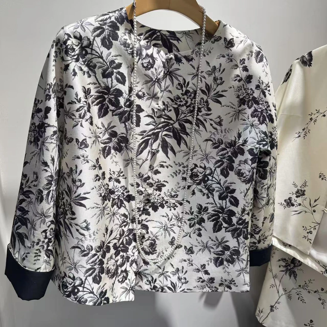 红姐严选新中式国风印花单排扣外套31413