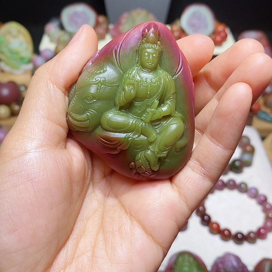 月***影未镶嵌盐源玛瑙/玉髓大师工西瓜普贤菩萨