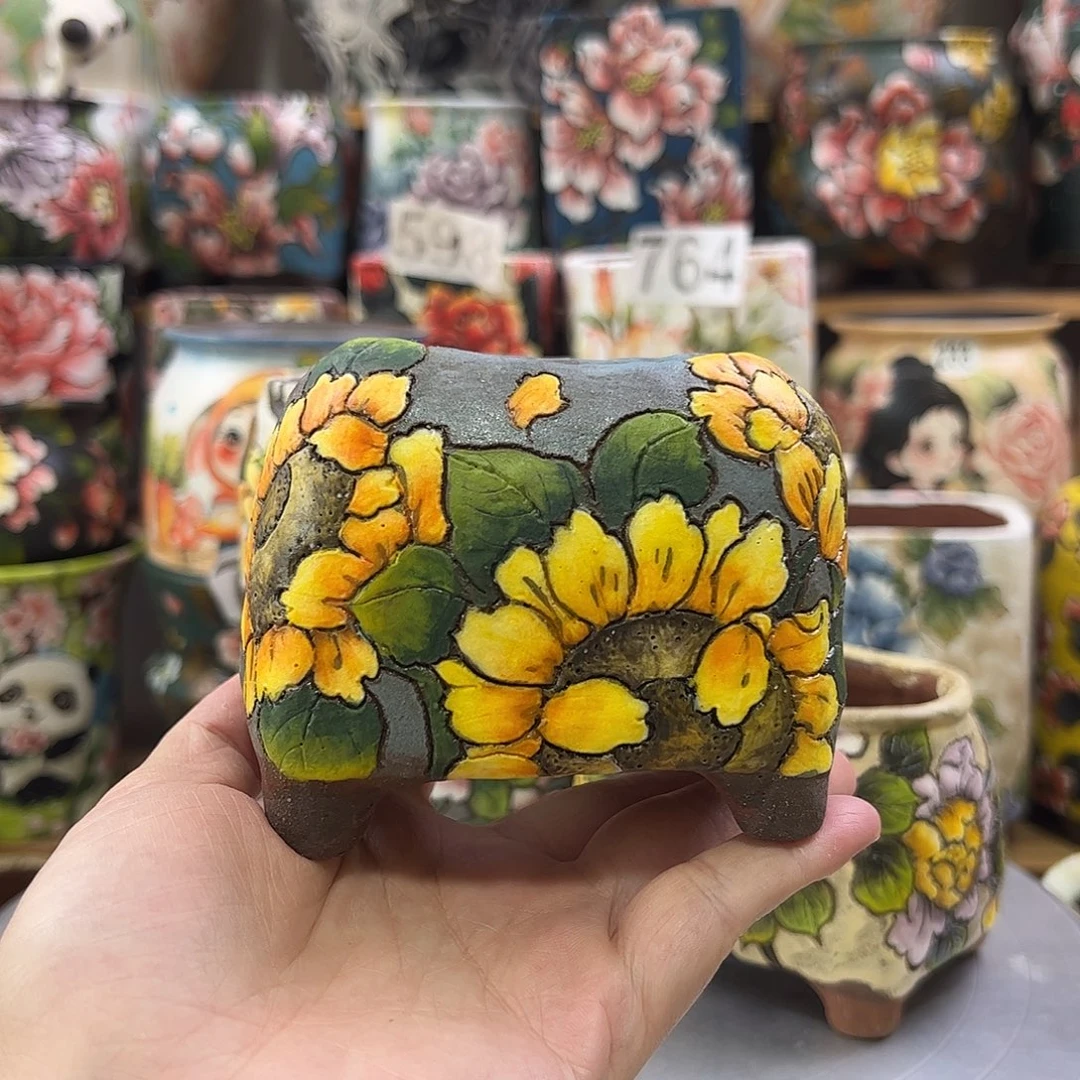 景德镇炫彩手绘景德镇陶瓷花盆