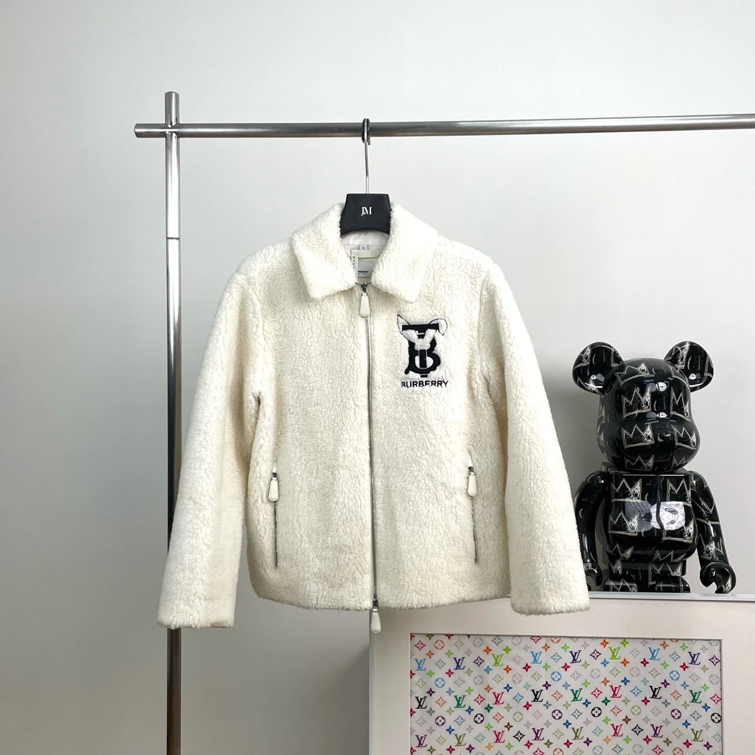 99新 BURBERRY/博柏利 3401/兔子贴花绒头合身夹克外套/38码