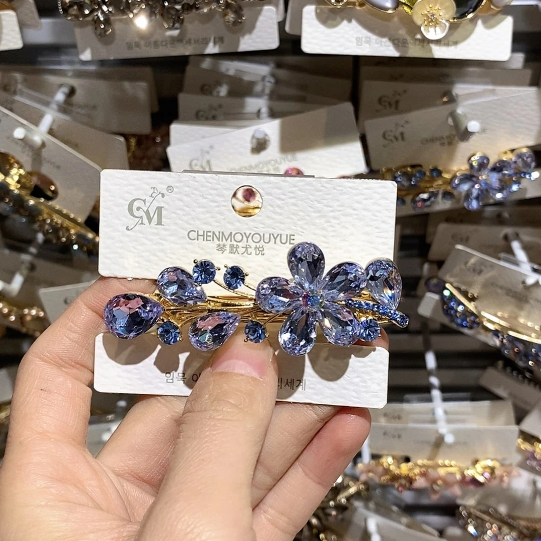 仿水晶合金花朵弹簧夹