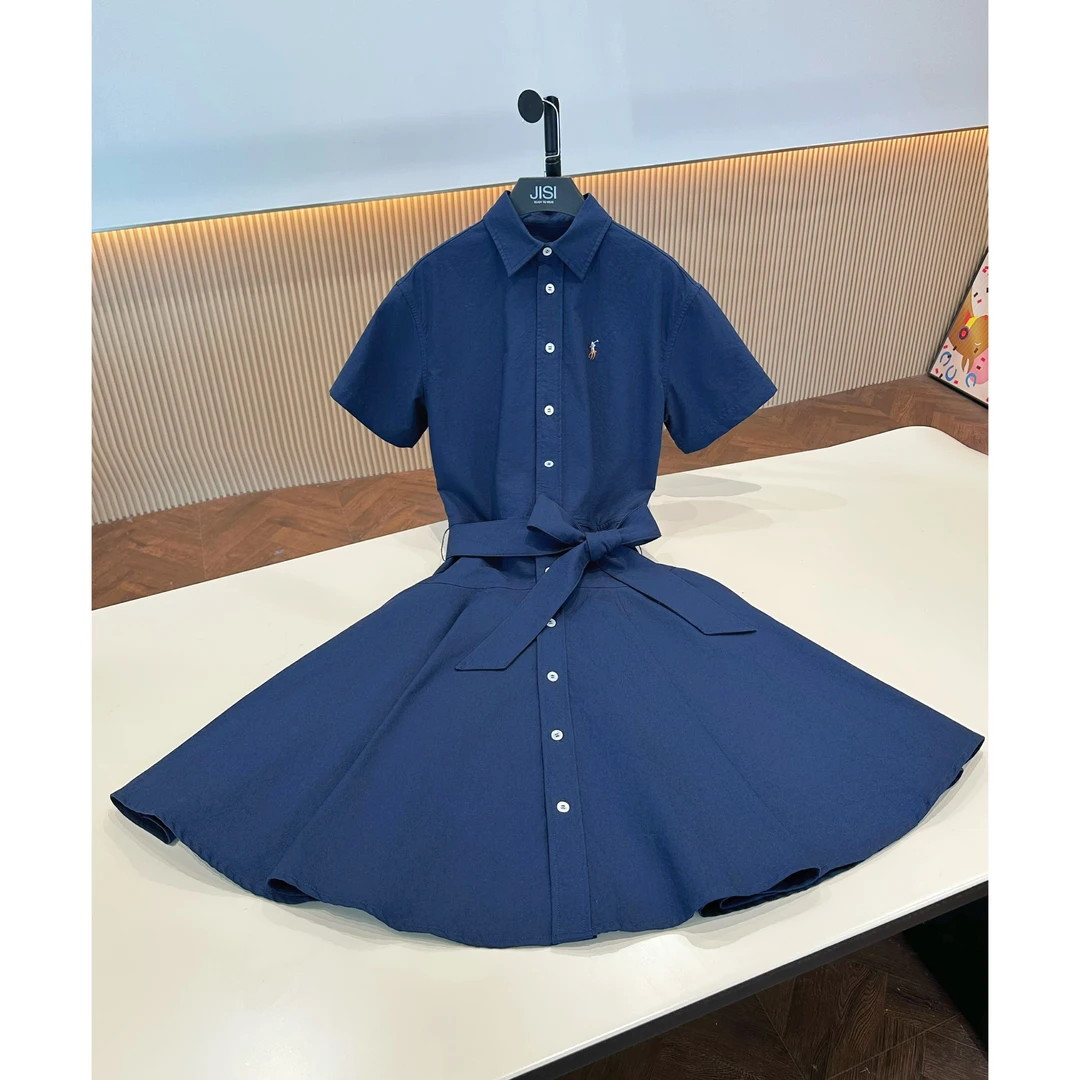 JISI R+{彩标小马}翻领腰带连衣裙-L25392A