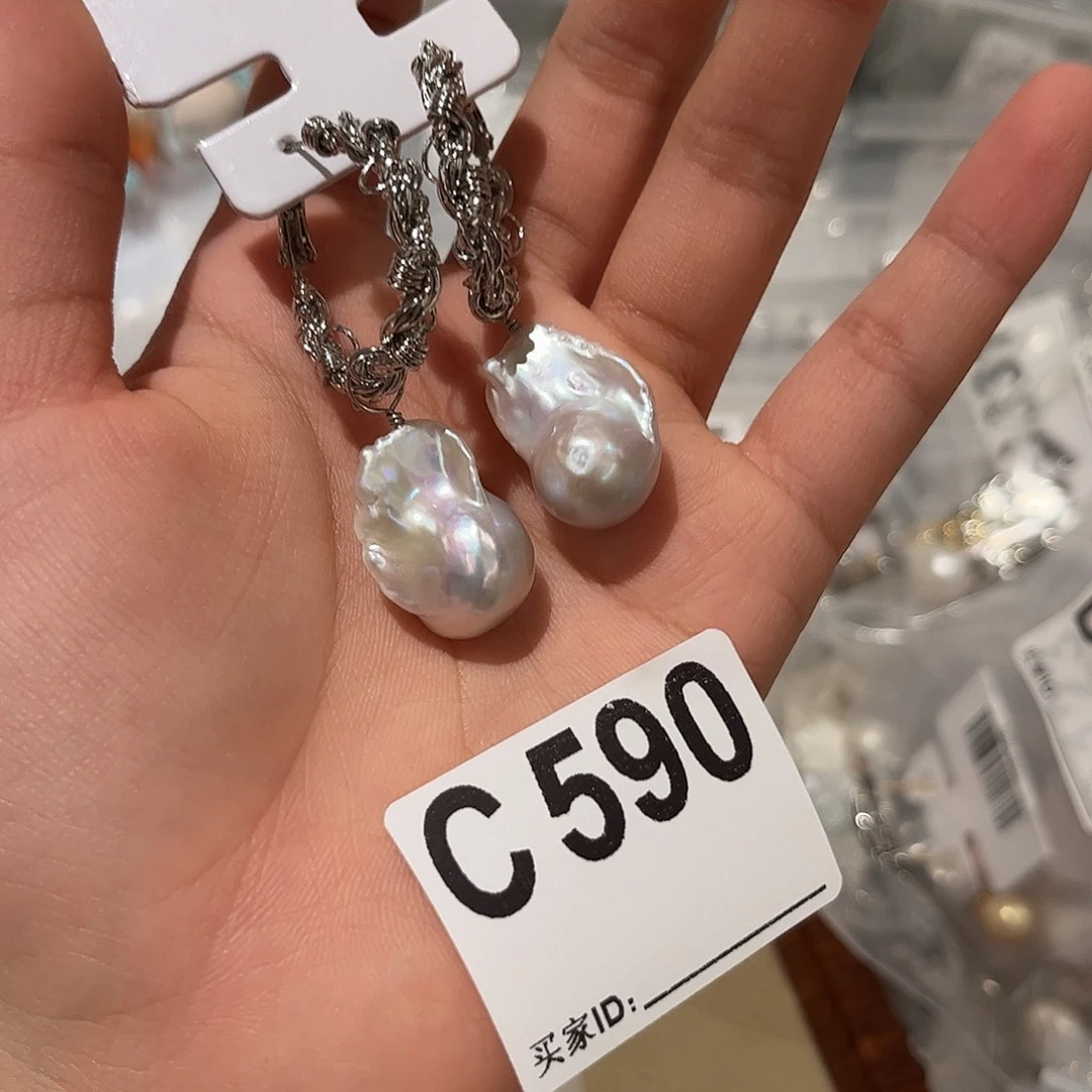 合金淡水珍珠耳饰