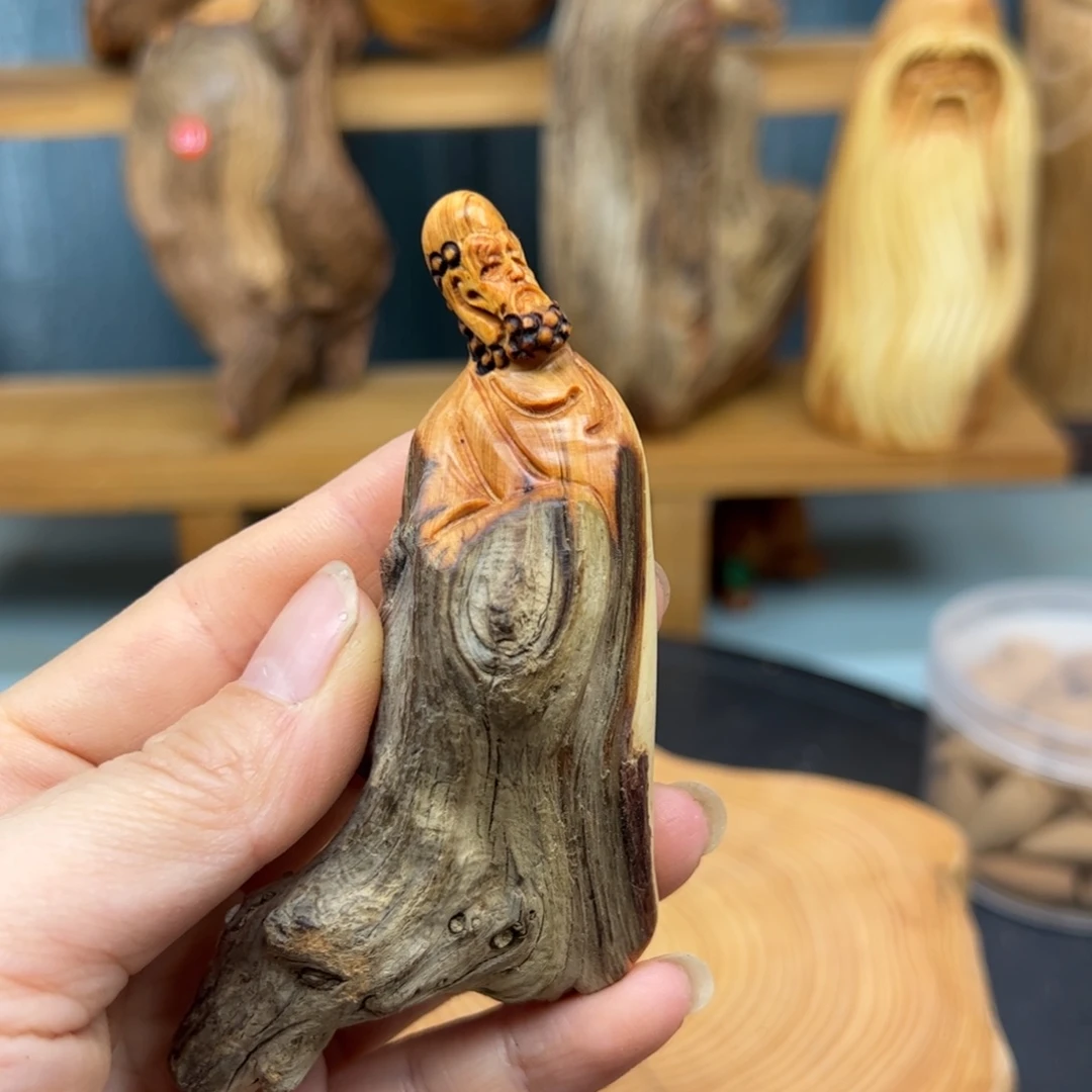 木老***影崖柏木摆件手把件