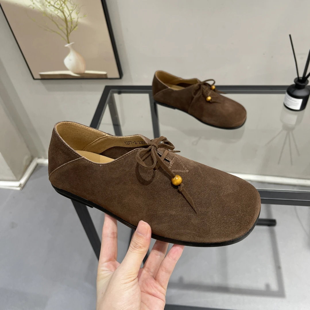 小众设计感磨砂复古勃肯鞋女2025秋季新款平底踩屎感两穿豆豆单鞋