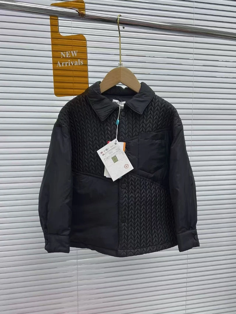 QY 男女款黑色扭花绗线羽绒服外套