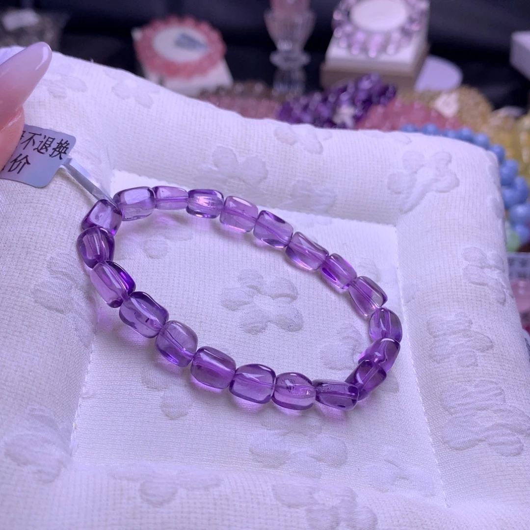 手串银S925镶嵌水晶巴西紫水方糖纸 7m+