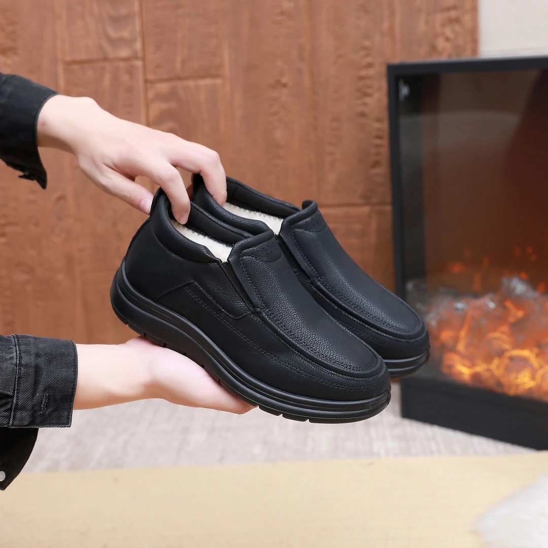 2025冬新款休闲鞋加厚保暖羊羔绒防滑厚底男士棉鞋北京布鞋男棉鞋