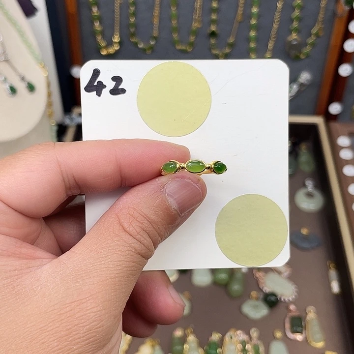 和田玉（碧玉）戒指银S925镶嵌和田玉42