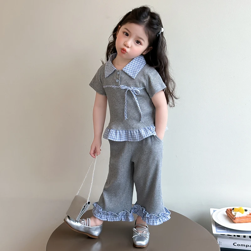 儿童夏季休闲套装女童洋气时髦网红韩版阔腿两件套女宝宝2025新款