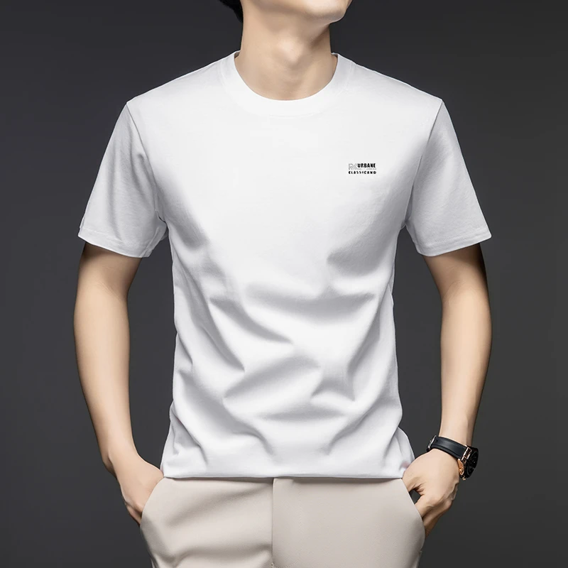 保罗正品夏季纯棉圆领压花烫钻T恤2025新款男士全棉短袖半袖体恤