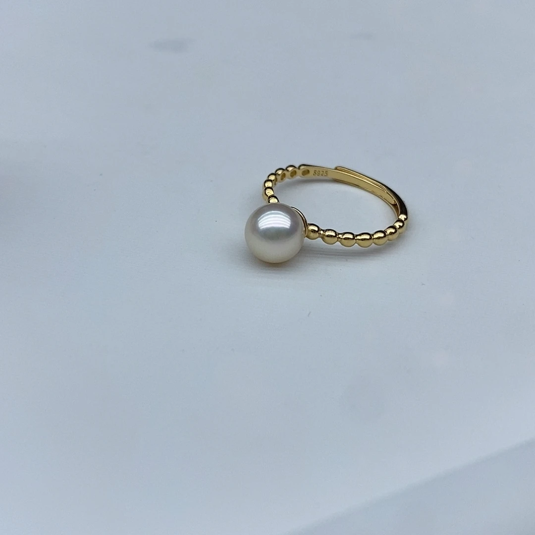 海水珍珠戒指银S925镶嵌