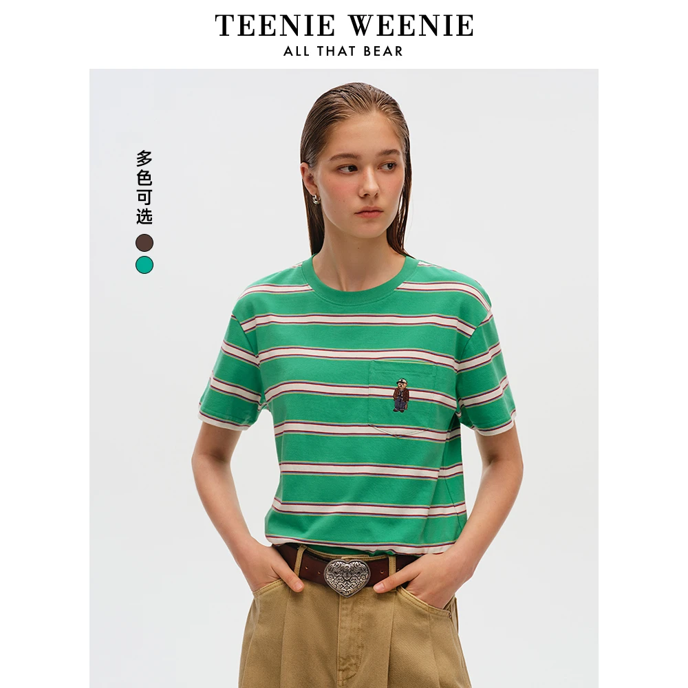 Teenie Weenie小熊25春夏新款欧若风活力圆领条纹T恤TTRS255202N