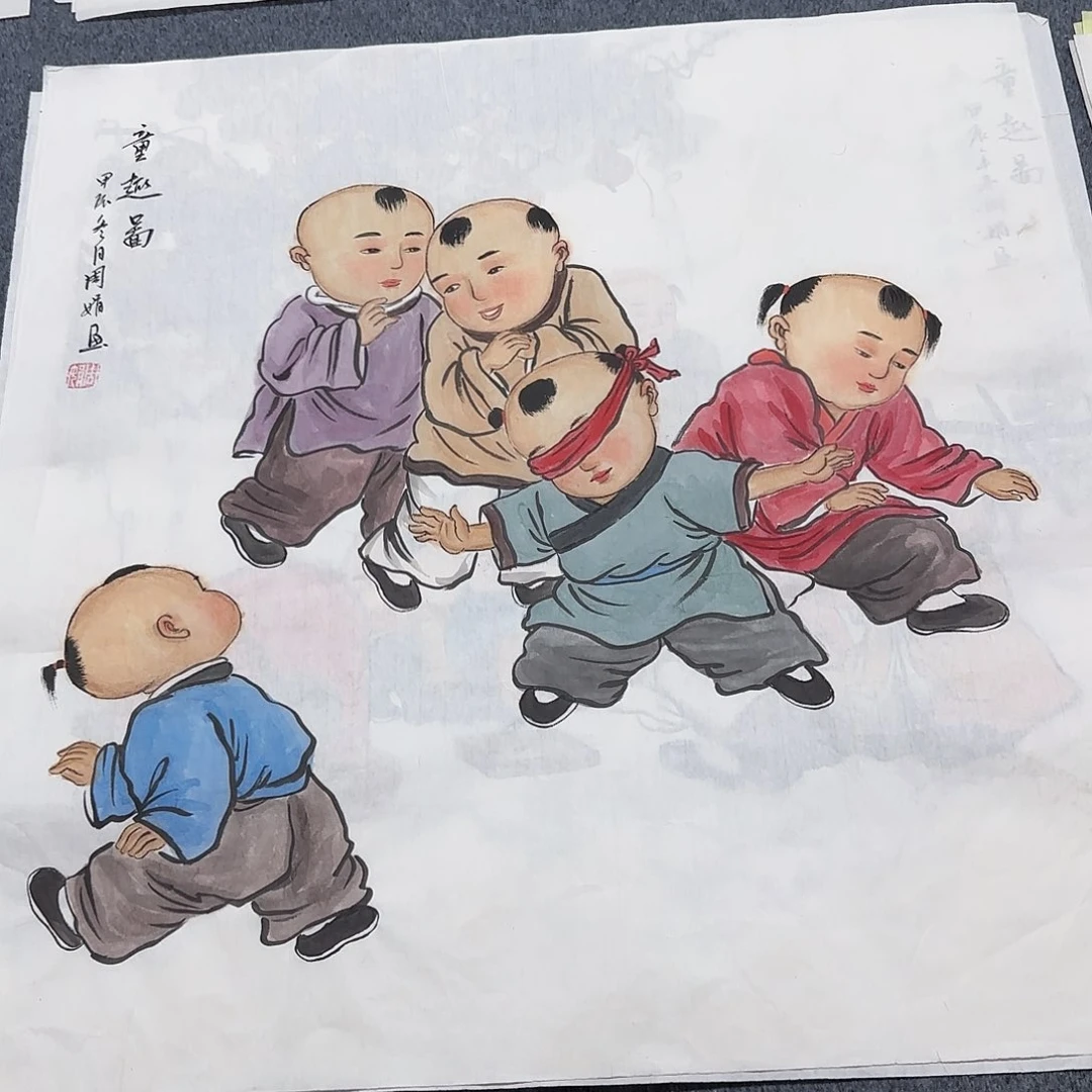 国画尺寸70X70手绘作品