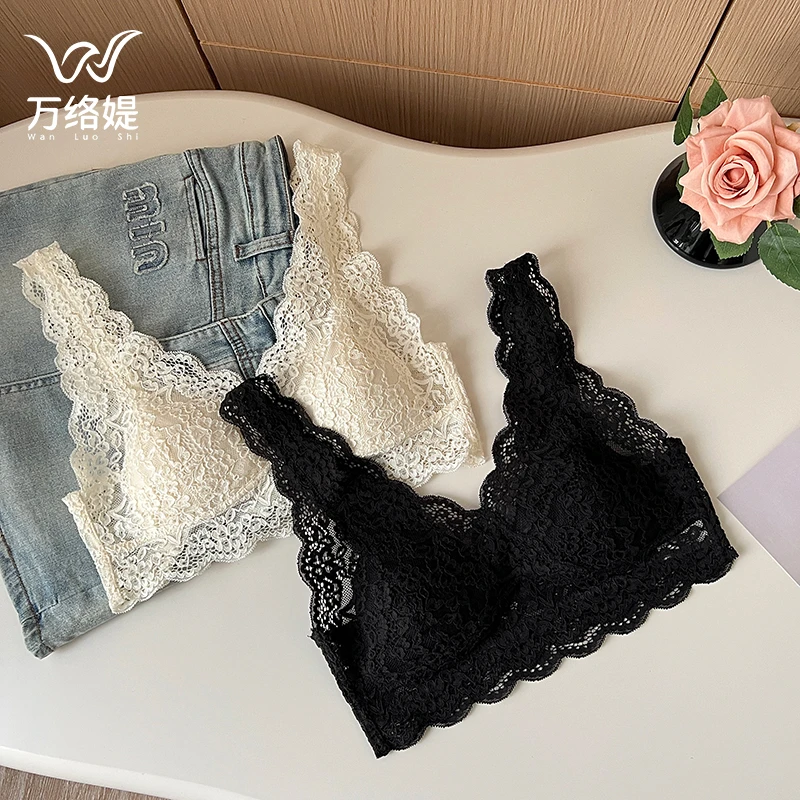 万络媞12395蕾丝吊带内衣短款舒适透气高级精致自带胸垫舒适美背