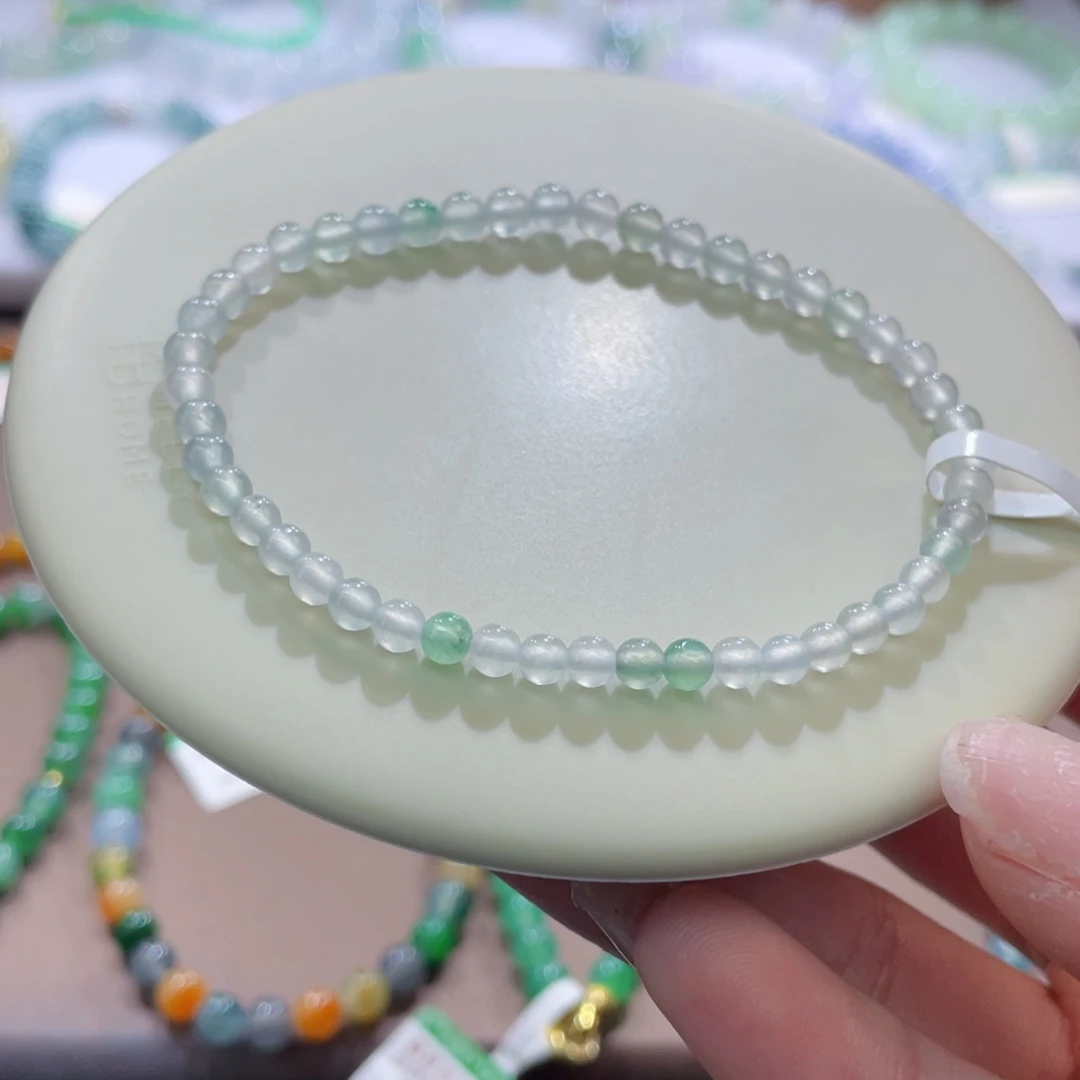 未镶嵌手链翡翠高冰幻彩卡3.8-4.2