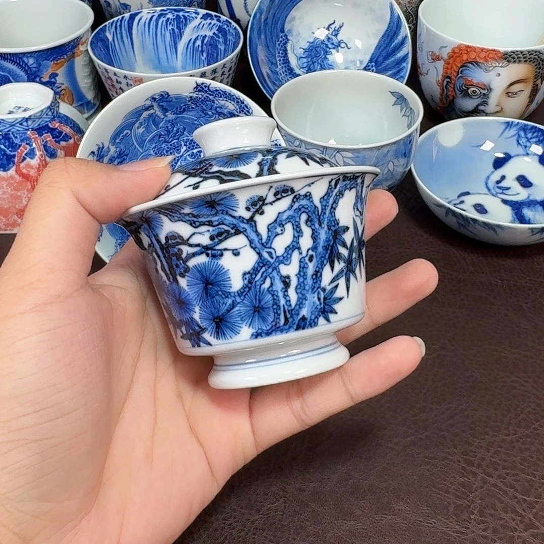 现代景德镇陶瓷盖碗