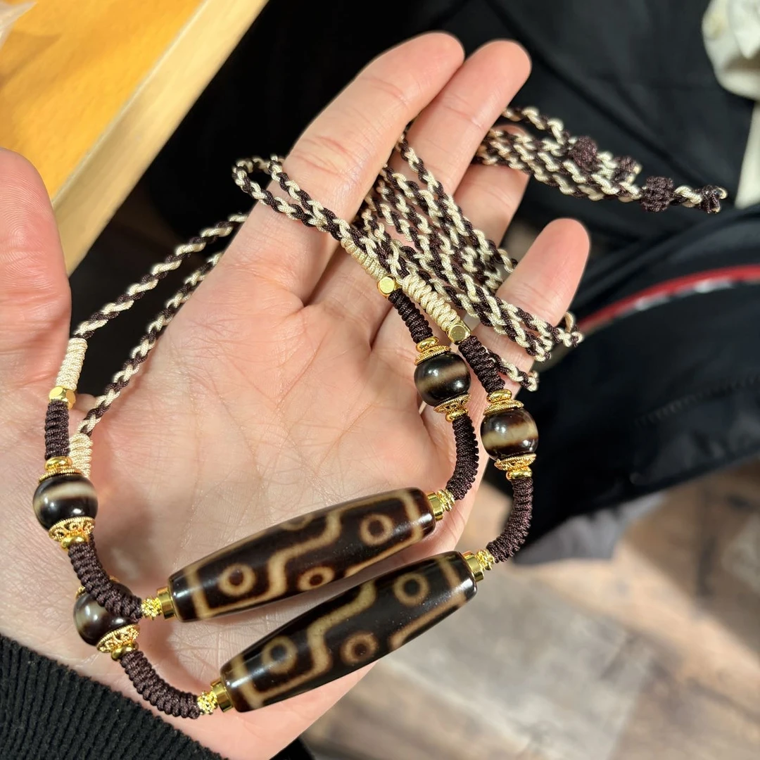 【佳哥严选】J15335-玛瑙DIY脖挂（九眼）-多样性发其一-48x13mm+