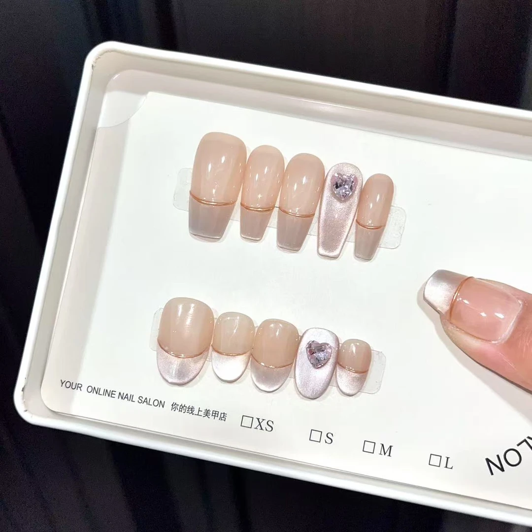 【爱心流语】纯手工穿戴甲光疗甲一副10片装