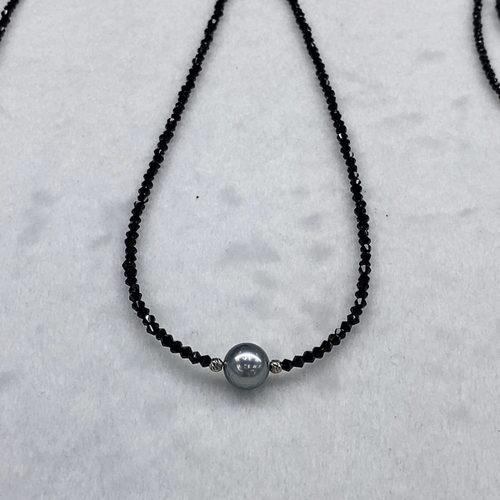 银S925镶嵌海水珍珠颈饰大溪地10-11mm