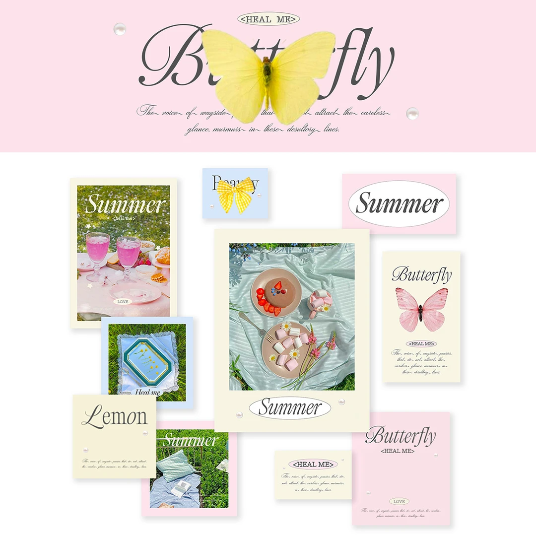 哇卡原创手帐素材summer time贴纸包封口贴材料 diy直播创意贴纸