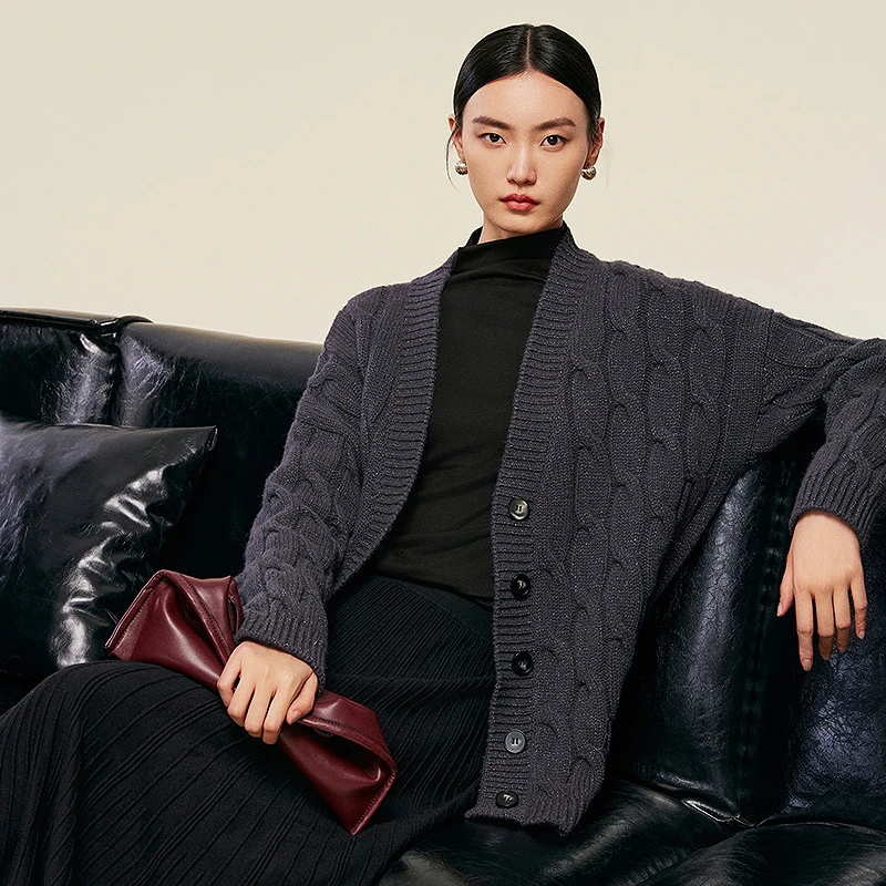 【陈大可专属】MOFAN摩凡冬新款深灰毛针织衫MDE482852