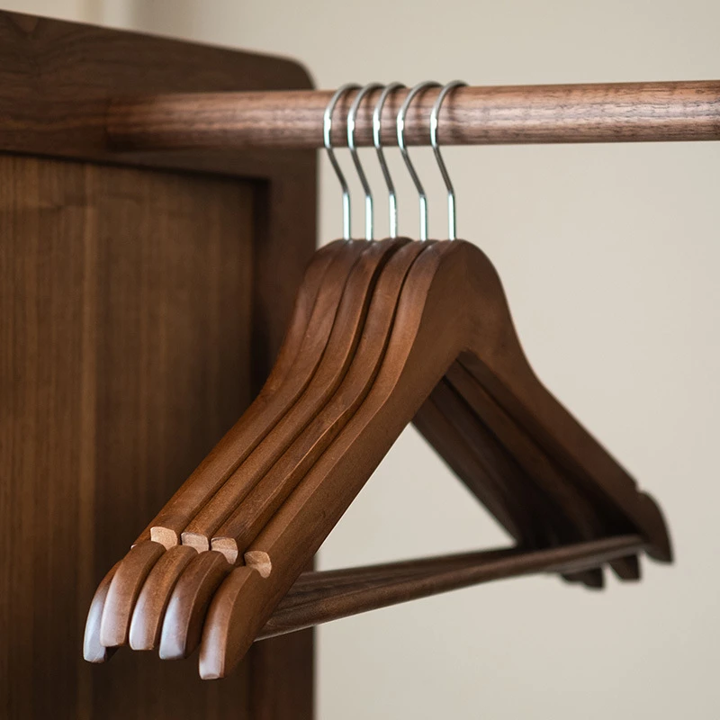 (10支）实木衣架家用挂衣防滑实木收纳酒店衣柜晾衣架衣撑衣挂
